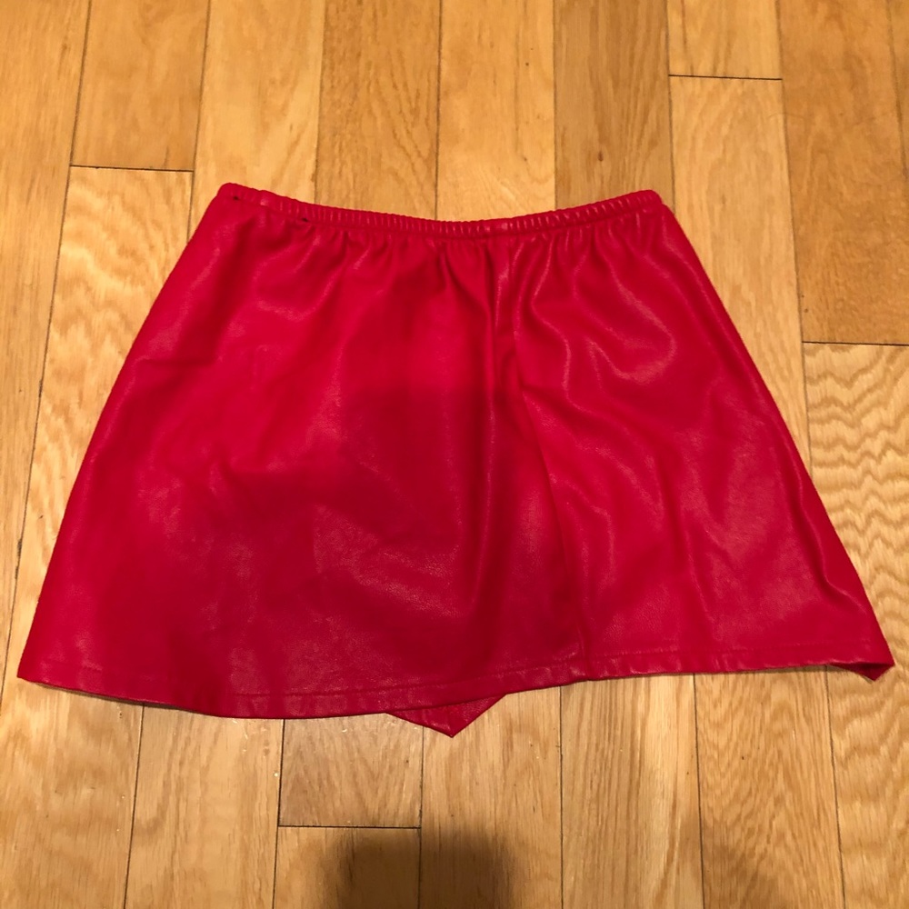 Red leather skort
